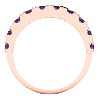 1 cttw Simulated Alexandrite Round Cut Rose Gold Eternity Wedding Band