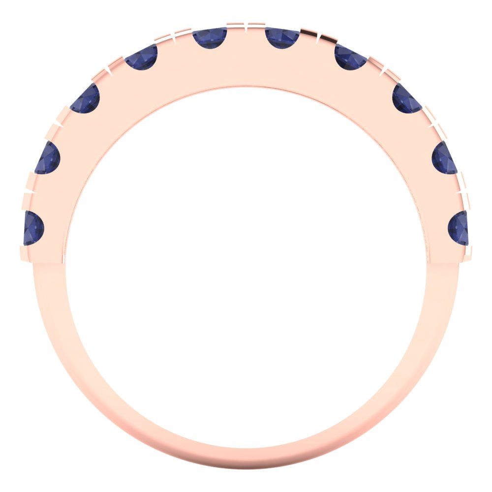 1 cttw Simulated Blue Sapphire Round Cut Rose Gold Eternity Wedding Band