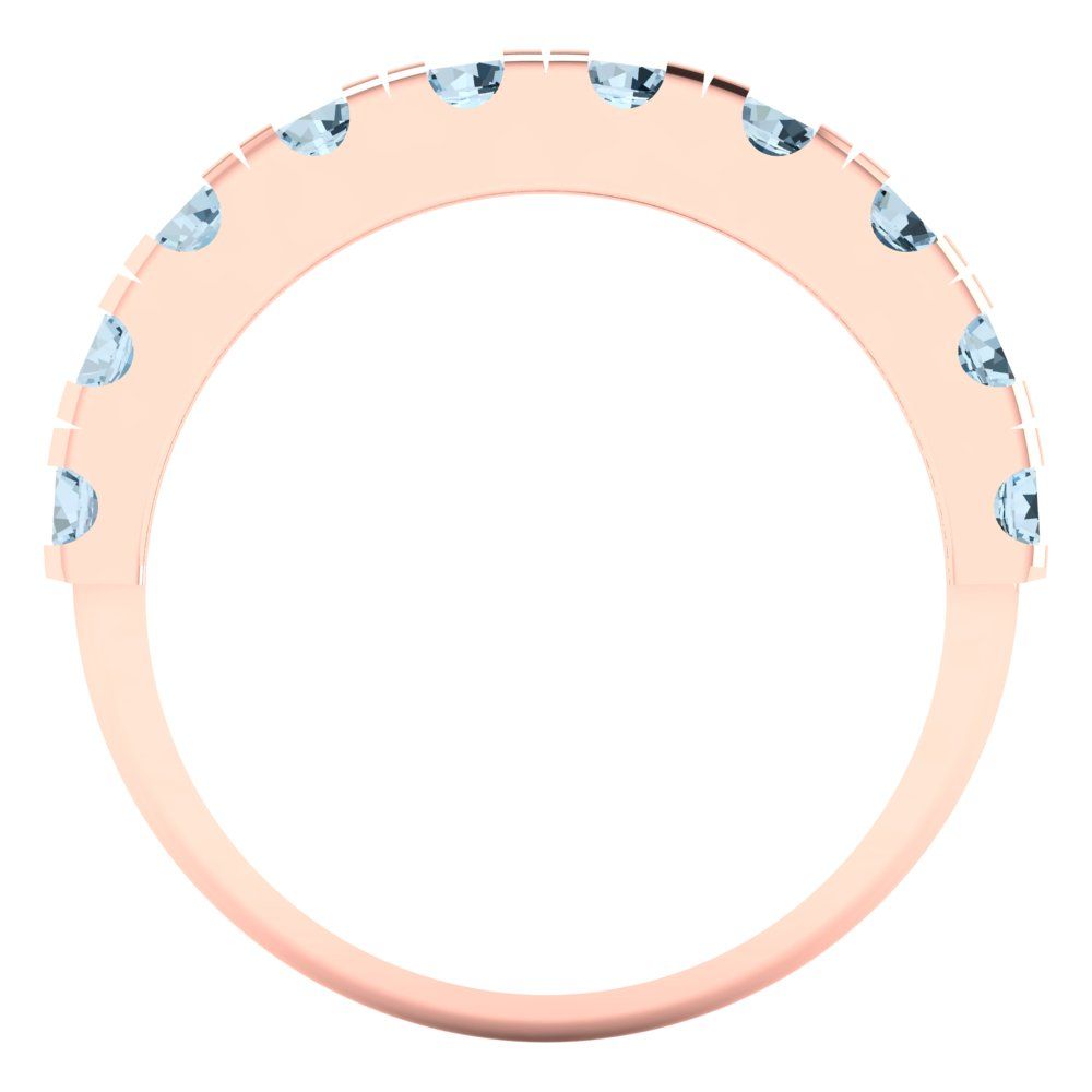 1 cttw Natural Sky Blue Topaz Round Cut Rose Gold Eternity Wedding Band