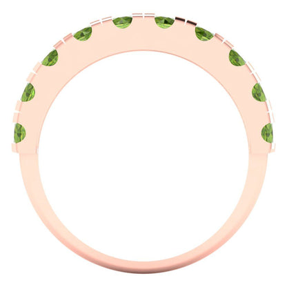 1 cttw Natural Peridot Round Cut Rose Gold Eternity Wedding Band