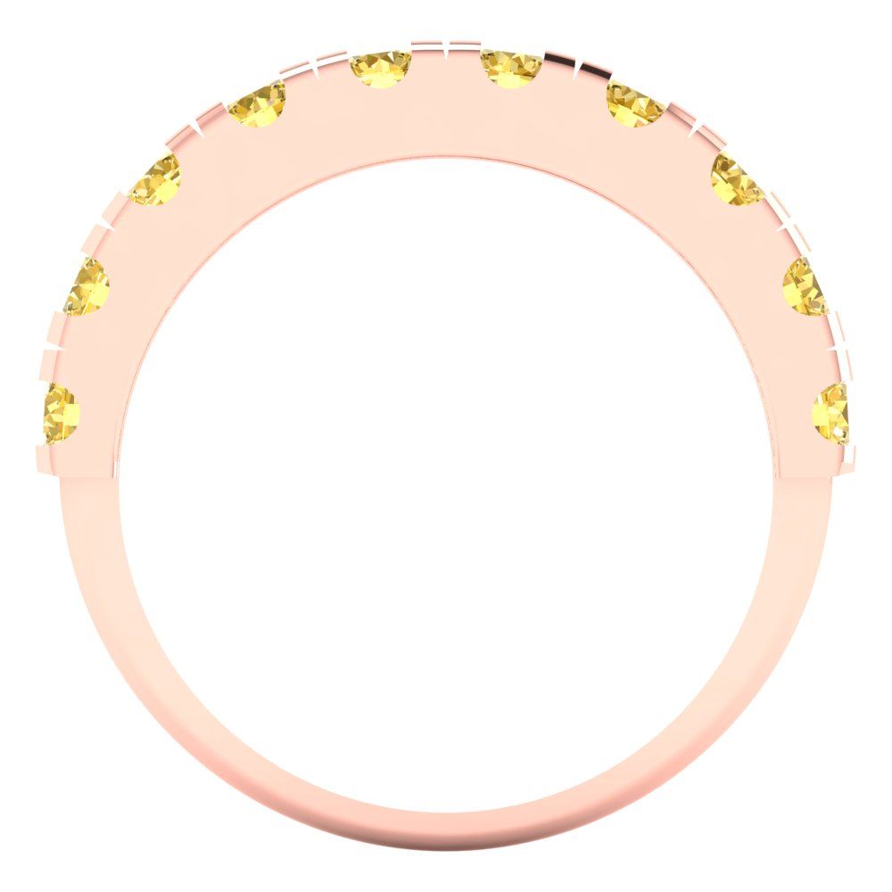 1 cttw Natural Citrine Round Cut Rose Gold Eternity Wedding Band