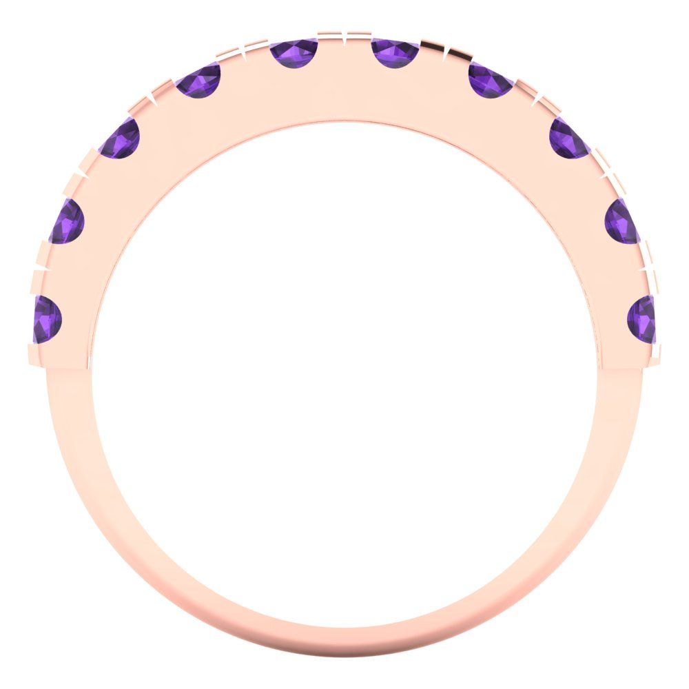 1 cttw Natural Amethyst Round Cut Rose Gold Eternity Wedding Band
