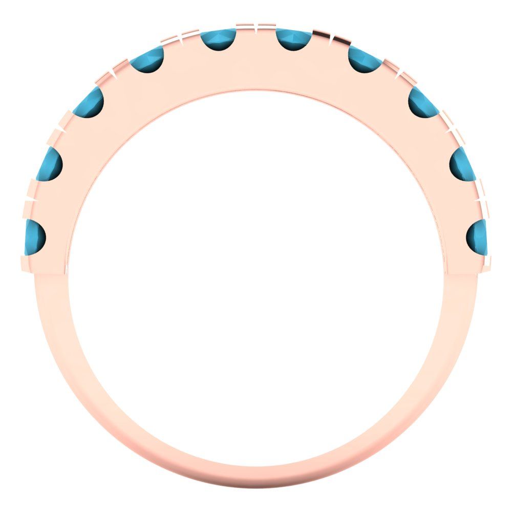 1 cttw Simulated Turquoise Round Cut Rose Gold Eternity Wedding Band