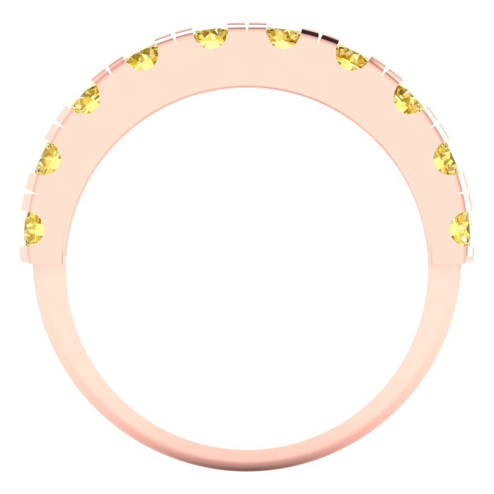 1 cttw Simulated Yellow Diamond Round Cut Rose Gold Eternity Wedding Band