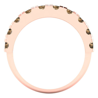1 cttw Simulated Champagne Diamond Round Cut Rose Gold Eternity Wedding Band