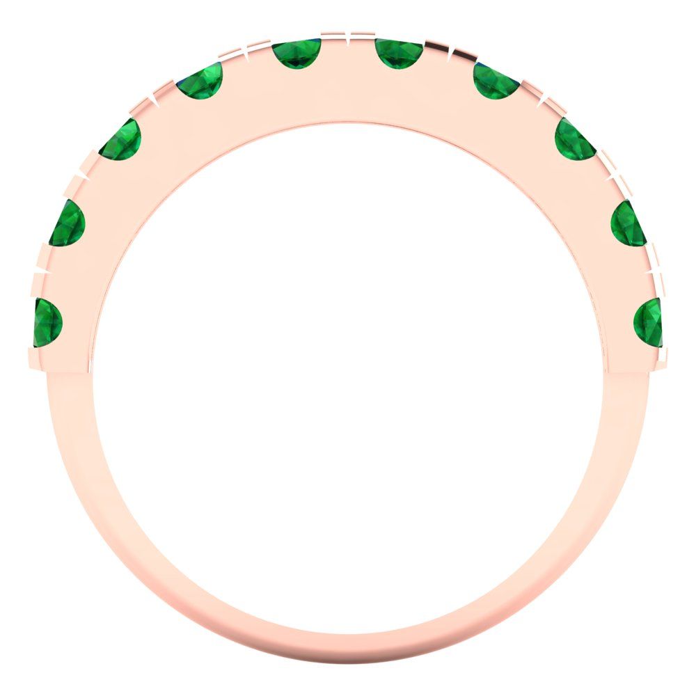 1 cttw Simulated Emerald Round Cut Rose Gold Eternity Wedding Band