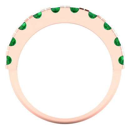 1 cttw Simulated Emerald Round Cut Rose Gold Eternity Wedding Band