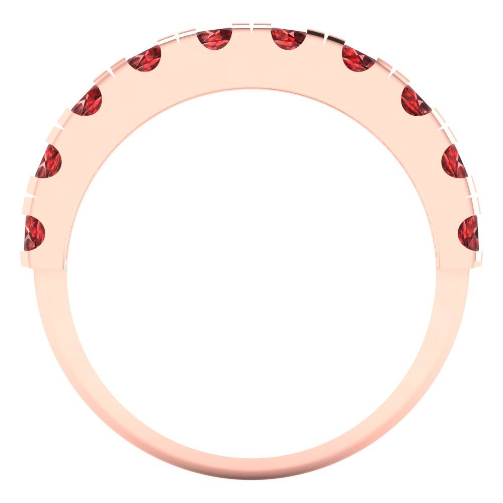 1 cttw Natural Garnet Round Cut Rose Gold Eternity Wedding Band