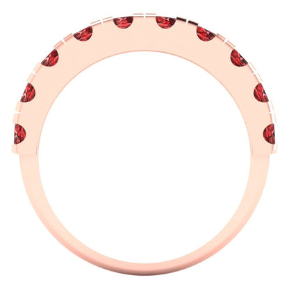 1 cttw Natural Garnet Round Cut Rose Gold Eternity Wedding Band