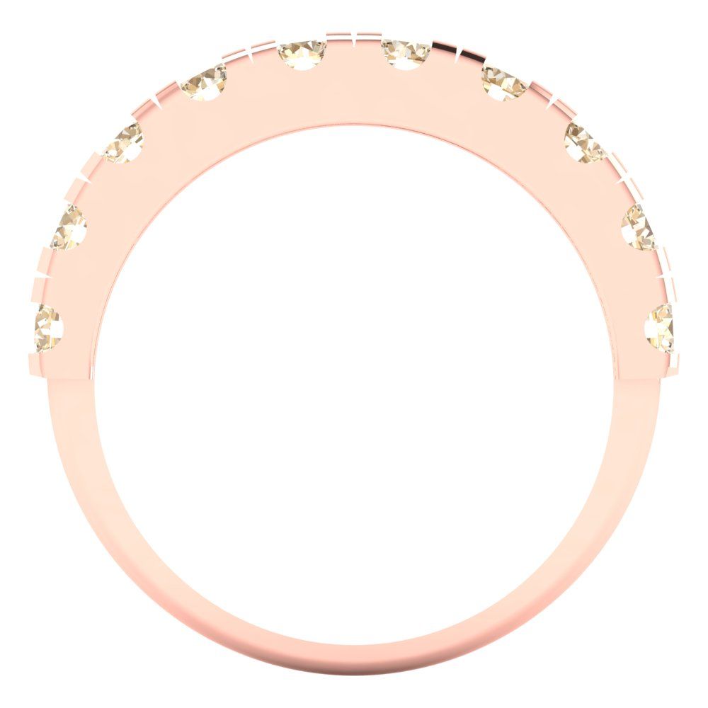 1 cttw Natural Morganite Round Cut Rose Gold Eternity Wedding Band