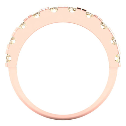 1 cttw Natural Morganite Round Cut Rose Gold Eternity Wedding Band