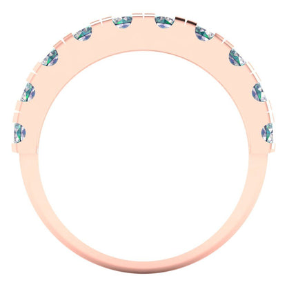1 cttw Blue Moissanite Round Cut Rose Gold Eternity Wedding Band