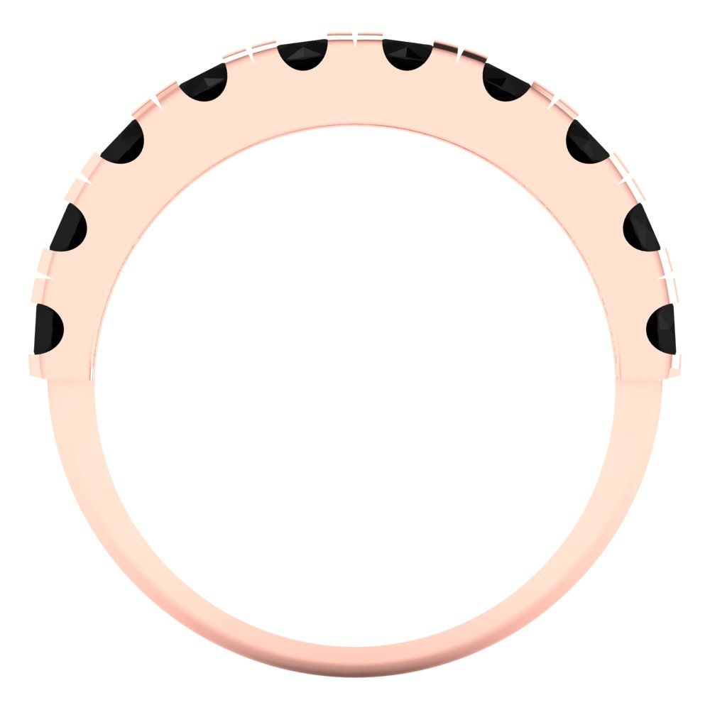 1 cttw Natural Onyx Round Cut Rose Gold Eternity Wedding Band