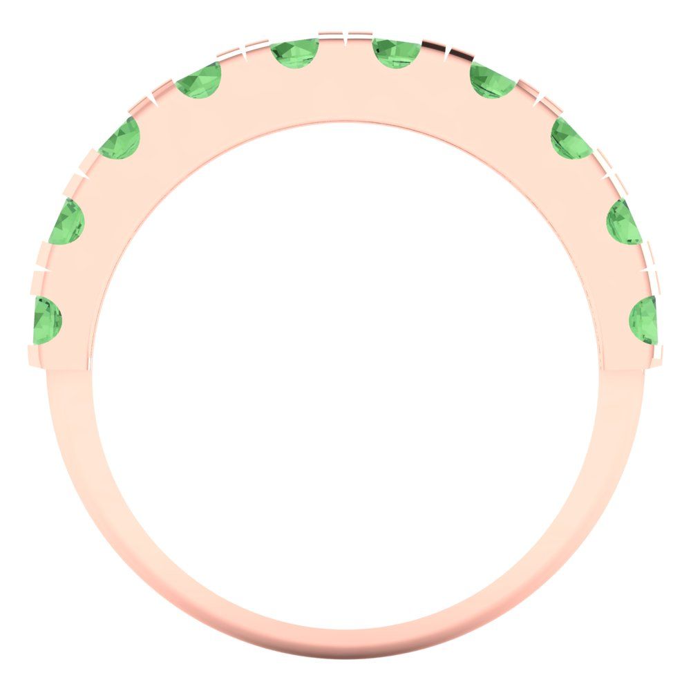 1 cttw Simulated Green Diamond Round Cut Rose Gold Eternity Wedding Band