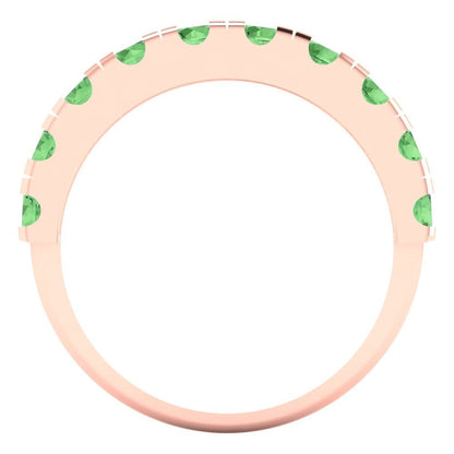1 cttw Simulated Green Diamond Round Cut Rose Gold Eternity Wedding Band
