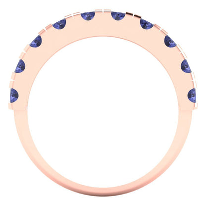 1 cttw Simulated Tanzanite Round Cut Rose Gold Eternity Wedding Band