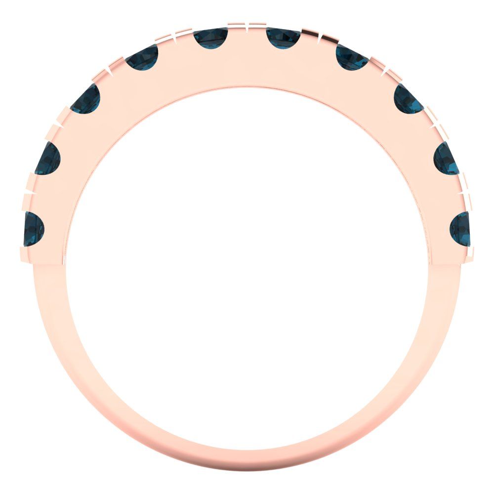 1 cttw Natural London Blue Topaz Round Cut Rose Gold Eternity Wedding Band