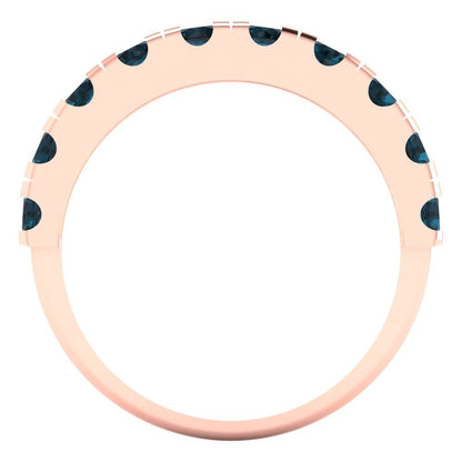 1 cttw Natural London Blue Topaz Round Cut Rose Gold Eternity Wedding Band