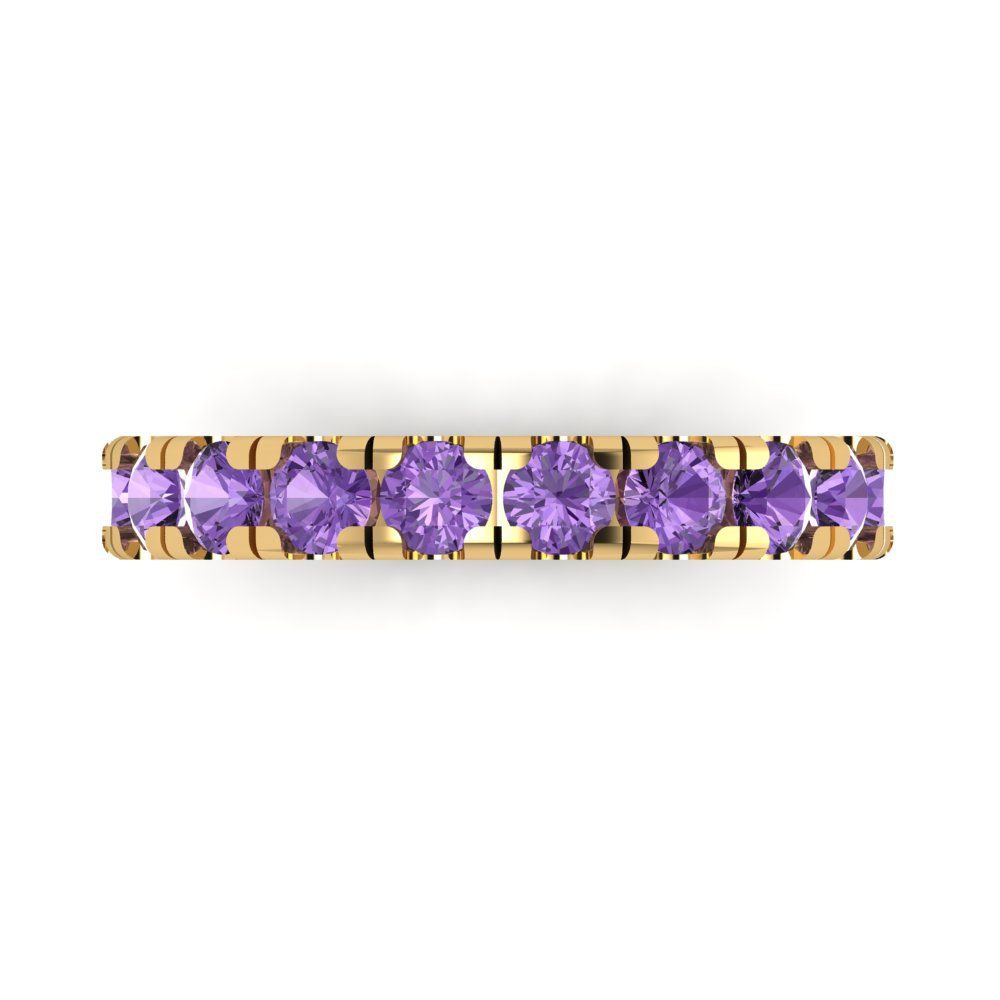 1 cttw Simulated Alexandrite Round Cut Yellow Gold Eternity Wedding Band
