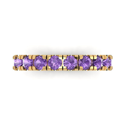 1 cttw Simulated Alexandrite Round Cut Yellow Gold Eternity Wedding Band