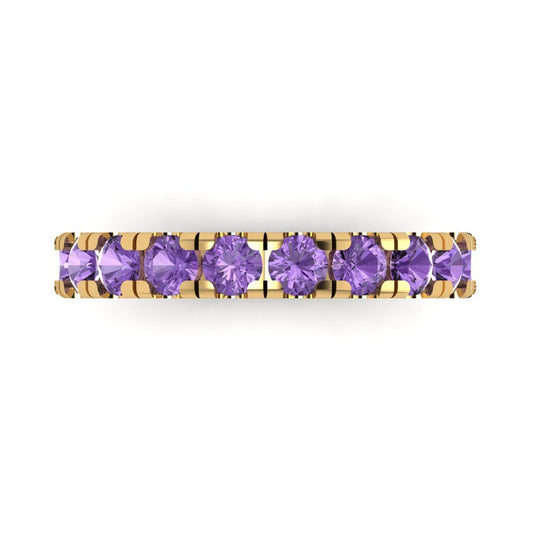 1 cttw Simulated Alexandrite Round Cut Yellow Gold Eternity Wedding Band