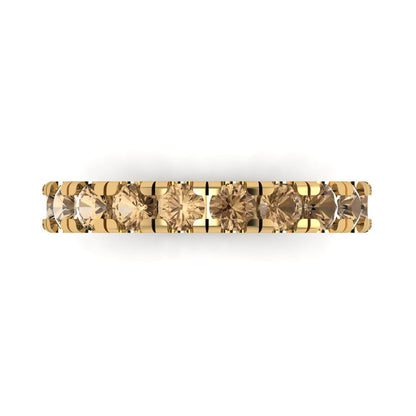 1 cttw Simulated Champagne Diamond Round Cut Yellow Gold Eternity Wedding Band