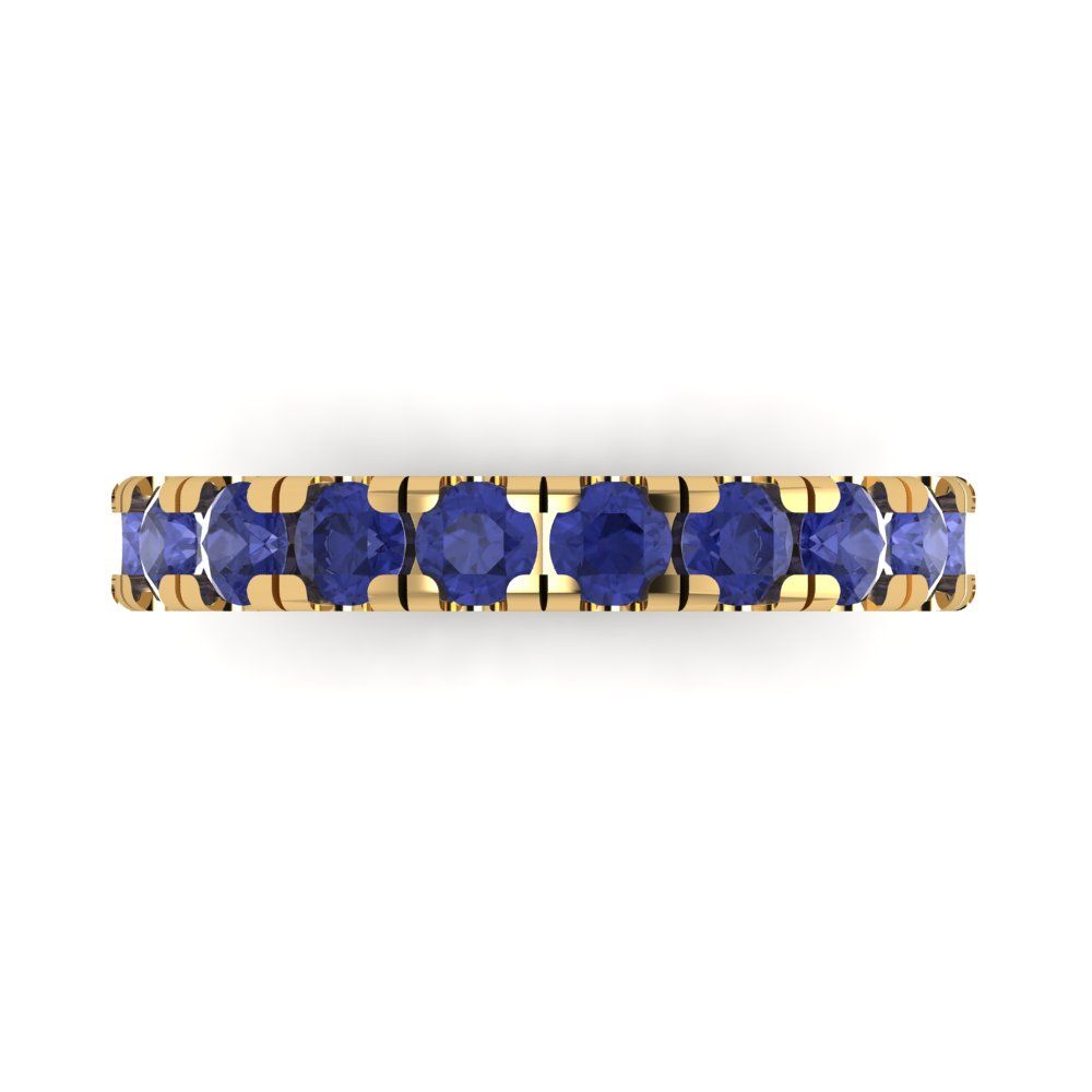 1 cttw Simulated Tanzanite Round Cut Yellow Gold Eternity Wedding Band
