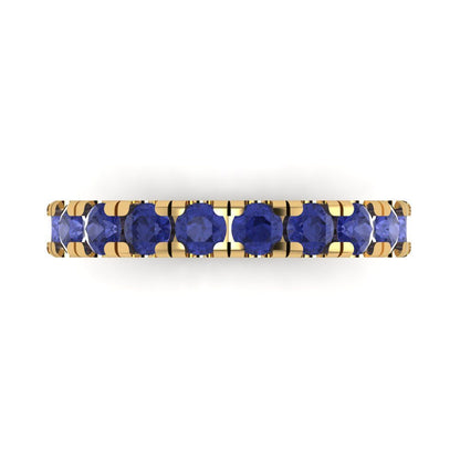 1 cttw Simulated Tanzanite Round Cut Yellow Gold Eternity Wedding Band