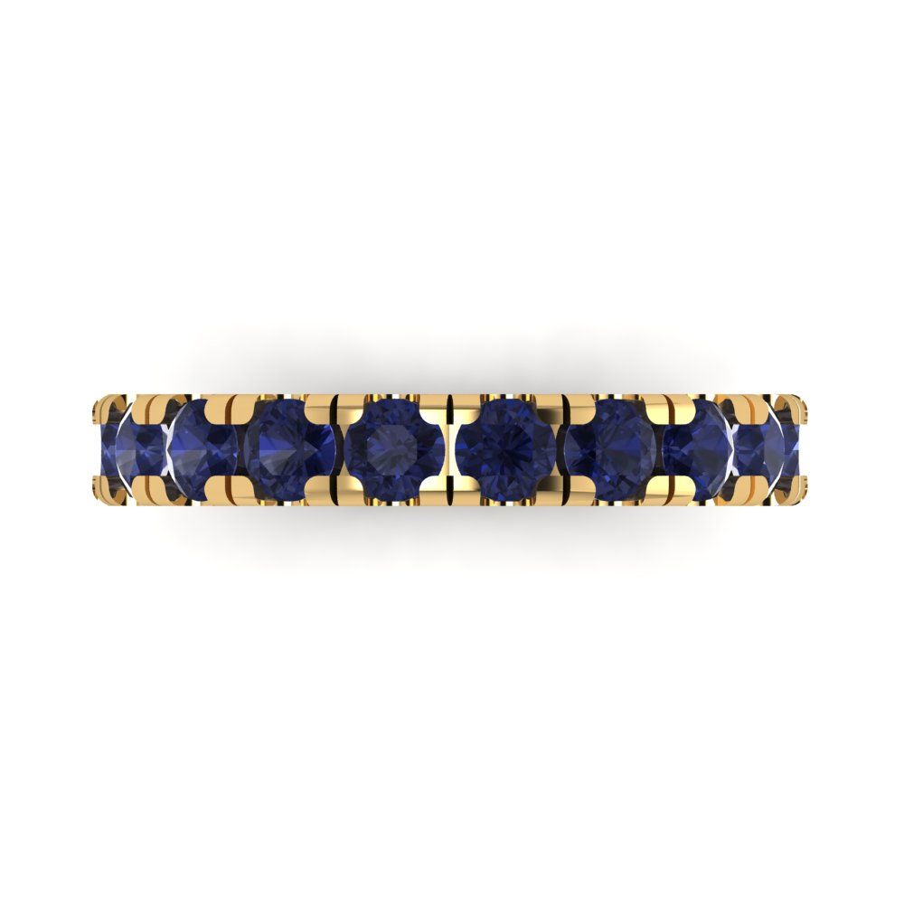 1 cttw Simulated Blue Sapphire Round Cut Yellow Gold Eternity Wedding Band