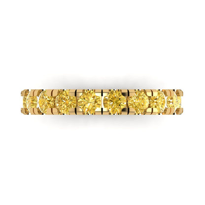 1 cttw Simulated Yellow Diamond Round Cut Yellow Gold Eternity Wedding Band