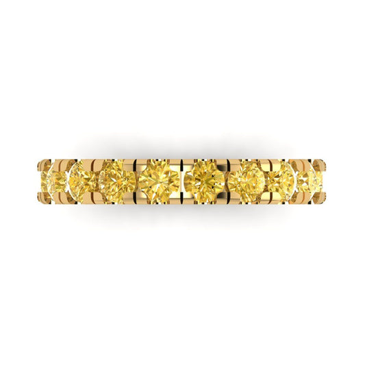 1 cttw Simulated Yellow Diamond Round Cut Yellow Gold Eternity Wedding Band