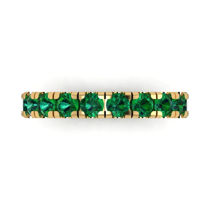 1 cttw Simulated Emerald Round Cut Yellow Gold Eternity Wedding Band