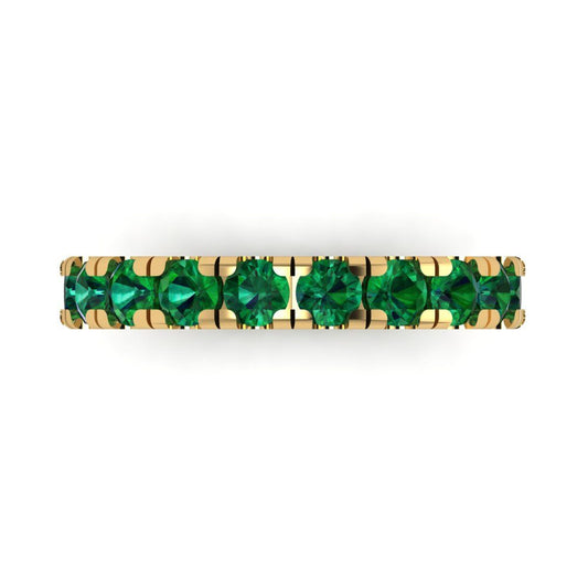 1 cttw Simulated Emerald Round Cut Yellow Gold Eternity Wedding Band