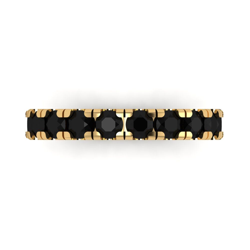 1 cttw Natural Onyx Round Cut Yellow Gold Eternity Wedding Band