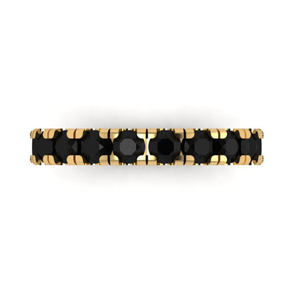 1 cttw Natural Onyx Round Cut Yellow Gold Eternity Wedding Band