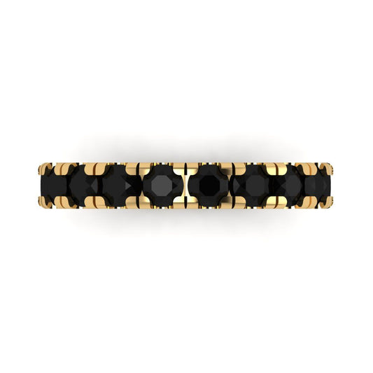 1 cttw Natural Onyx Round Cut Yellow Gold Eternity Wedding Band