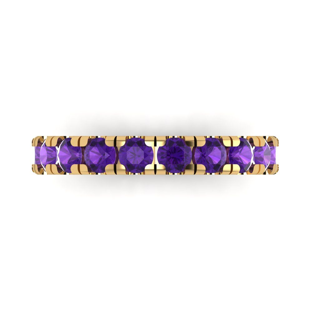 1 cttw Natural Amethyst Round Cut Yellow Gold Eternity Wedding Band