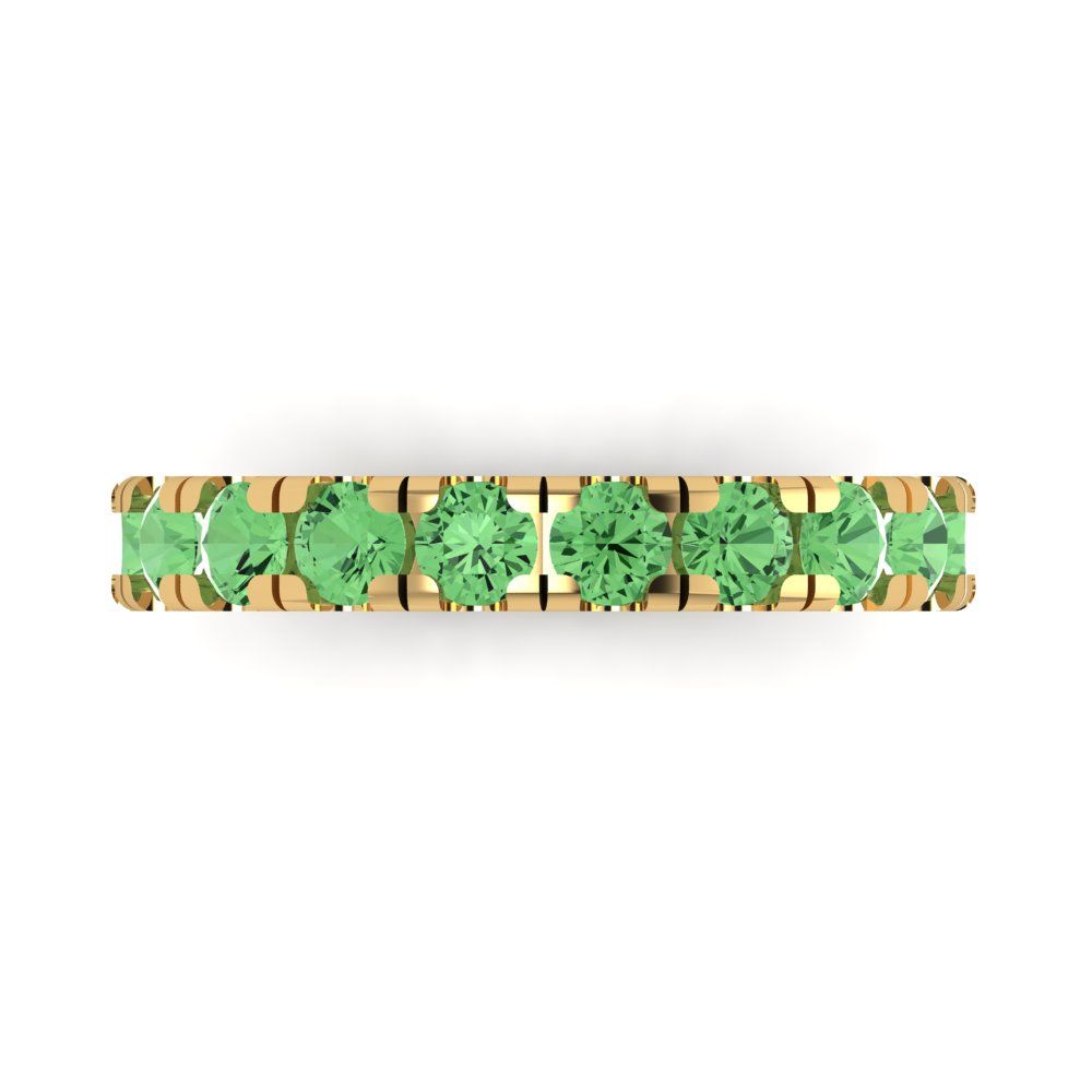 1 cttw Simulated Green Diamond Round Cut Yellow Gold Eternity Wedding Band