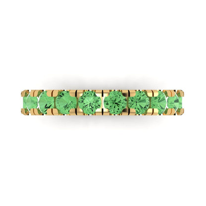 1 cttw Simulated Green Diamond Round Cut Yellow Gold Eternity Wedding Band