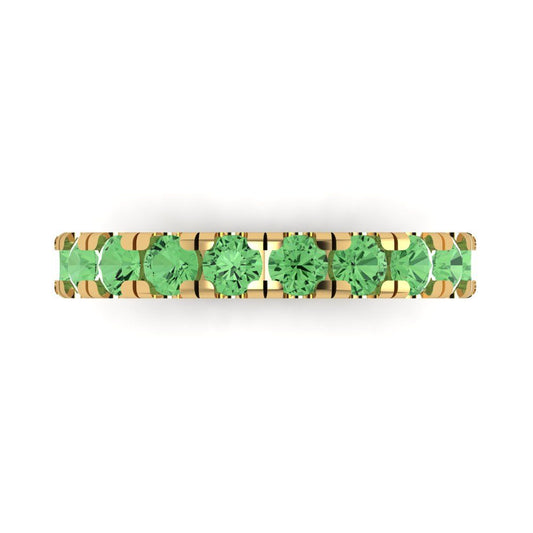 1 cttw Simulated Green Diamond Round Cut Yellow Gold Eternity Wedding Band