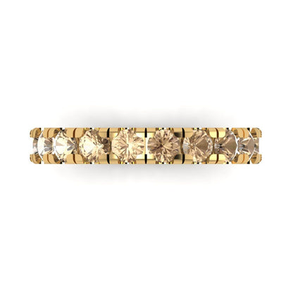1 cttw Yellow Moissanite Round Cut Yellow Gold Eternity Wedding Band