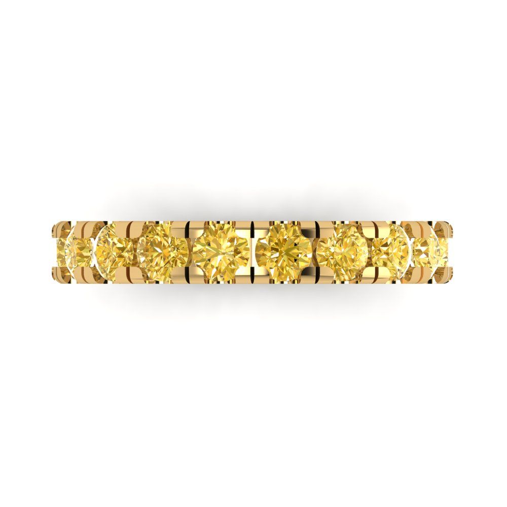 1 cttw Natural Citrine Round Cut Yellow Gold Eternity Wedding Band