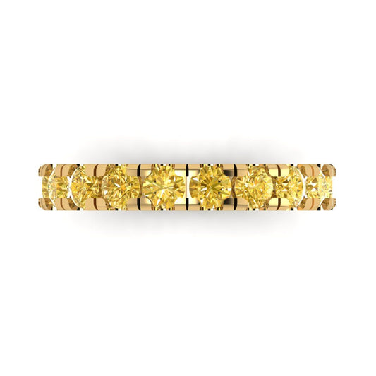 1 cttw Natural Citrine Round Cut Yellow Gold Eternity Wedding Band