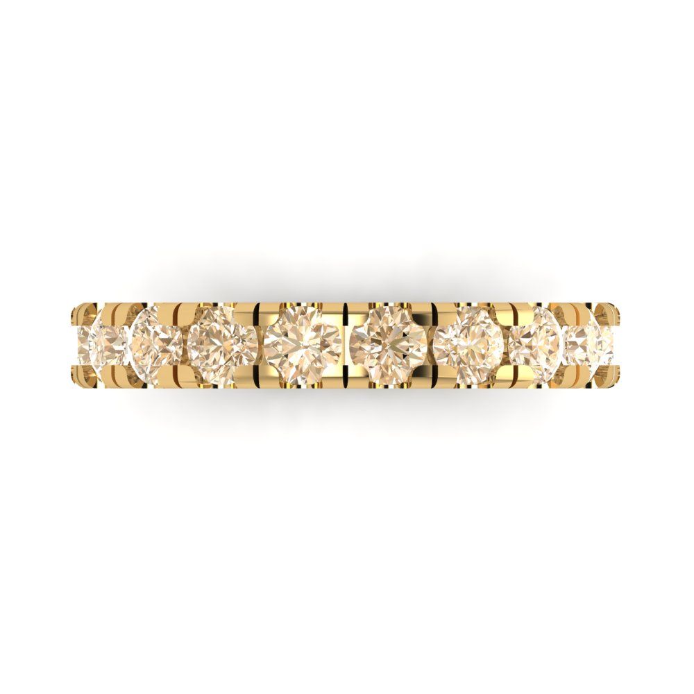 1 cttw Natural Morganite Round Cut Yellow Gold Eternity Wedding Band