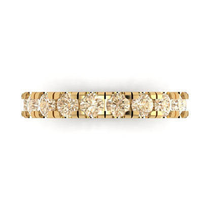 1 cttw Natural Morganite Round Cut Yellow Gold Eternity Wedding Band