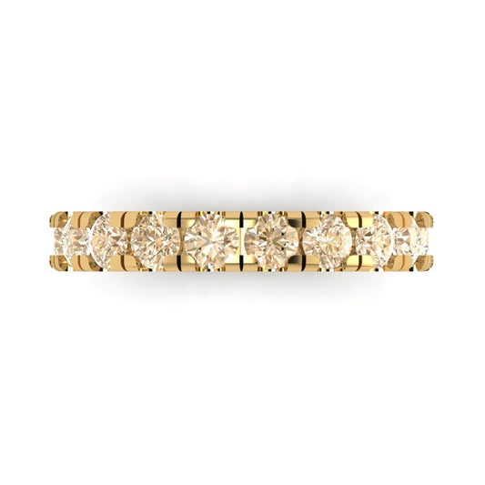 1 cttw Natural Morganite Round Cut Yellow Gold Eternity Wedding Band