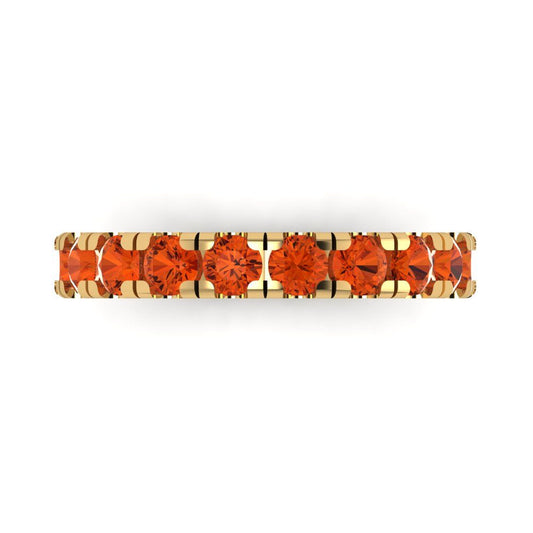 1 cttw Simulated Red Diamond Round Cut Yellow Gold Eternity Wedding Band