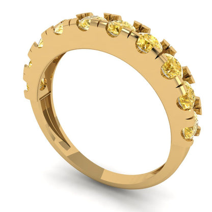 1 cttw Simulated Yellow Diamond Round Cut Yellow Gold Eternity Wedding Band