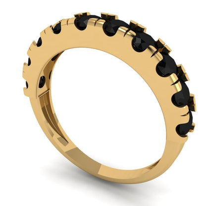 1 cttw Natural Onyx Round Cut Yellow Gold Eternity Wedding Band