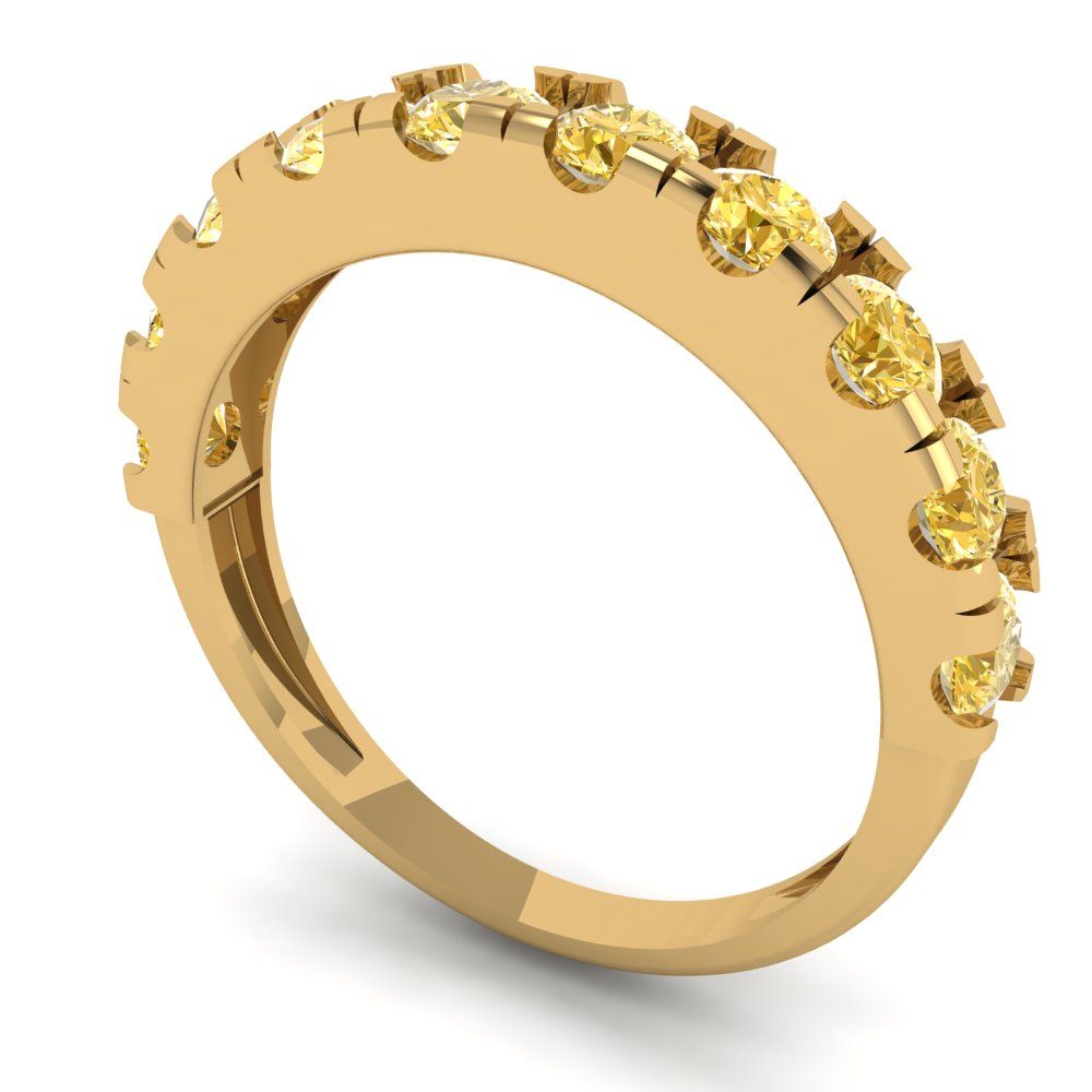 1 cttw Natural Citrine Round Cut Yellow Gold Eternity Wedding Band